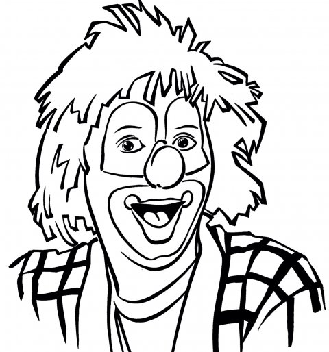 Kleurplaat lijntekening Clown Jopie